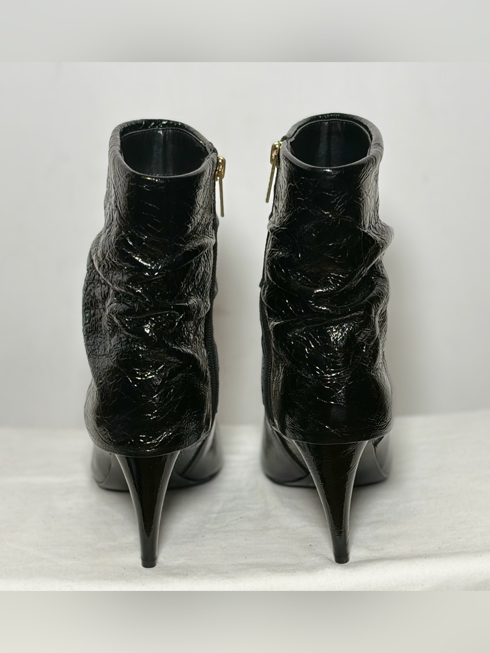 Vince Camuto Blaira Black Crinkle Patent
Leather Pointed Toe Ankle Booties, 6M - Picture 7 of 16